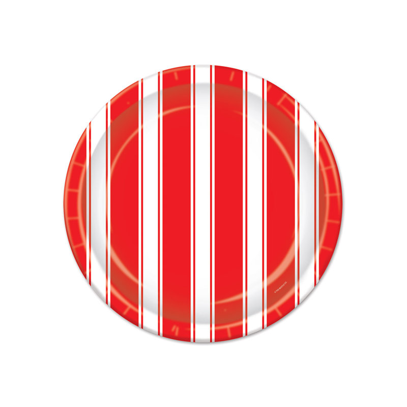 Assiettes à rayures rouges et blanches