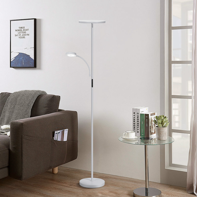 Lampe torchère et lecture à DEL 70 po avec télécommande tactile et télécommande Jernell, Gris argenté
