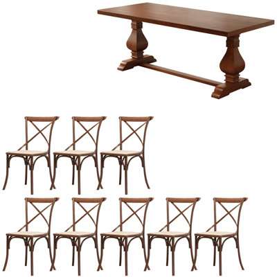 American style country solid wood dining table set