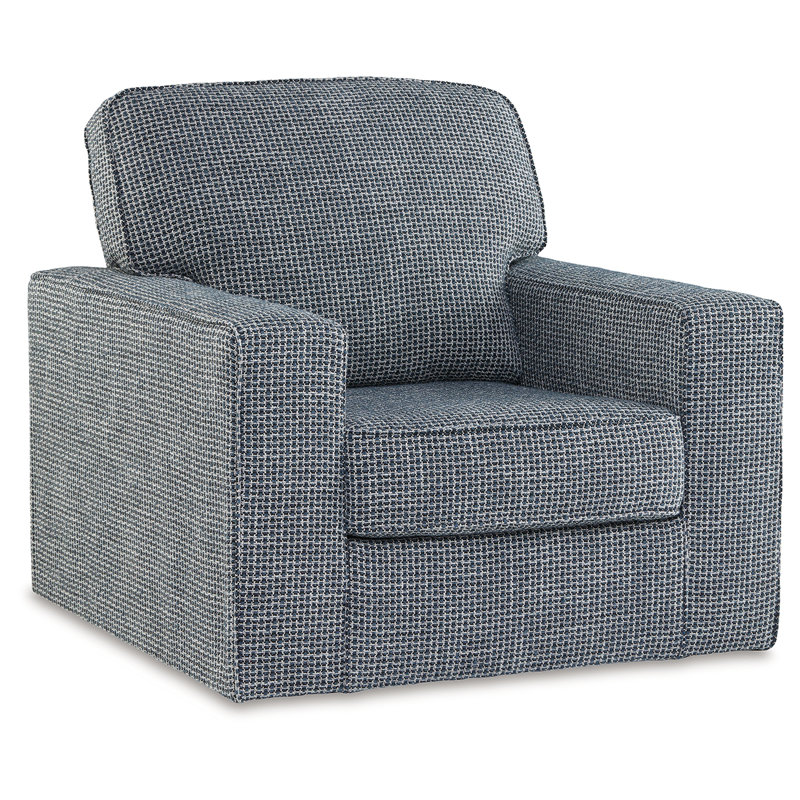 Blue Denim Transitional Swivel Accent Chair