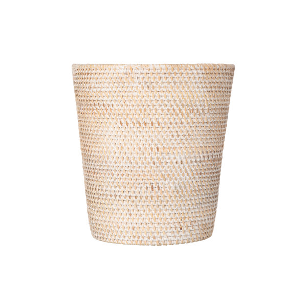 Vintiquewise Woven Seagrass Small Waste Bin Lined with White Washable Lining