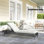 Coussin de chaise longue de patio avec sangles de fixation, blanc crème