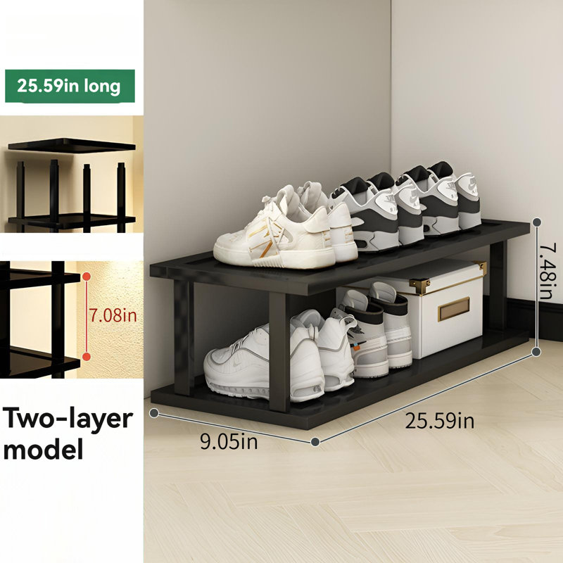 Étagère à chaussures, étagère à chaussures noire