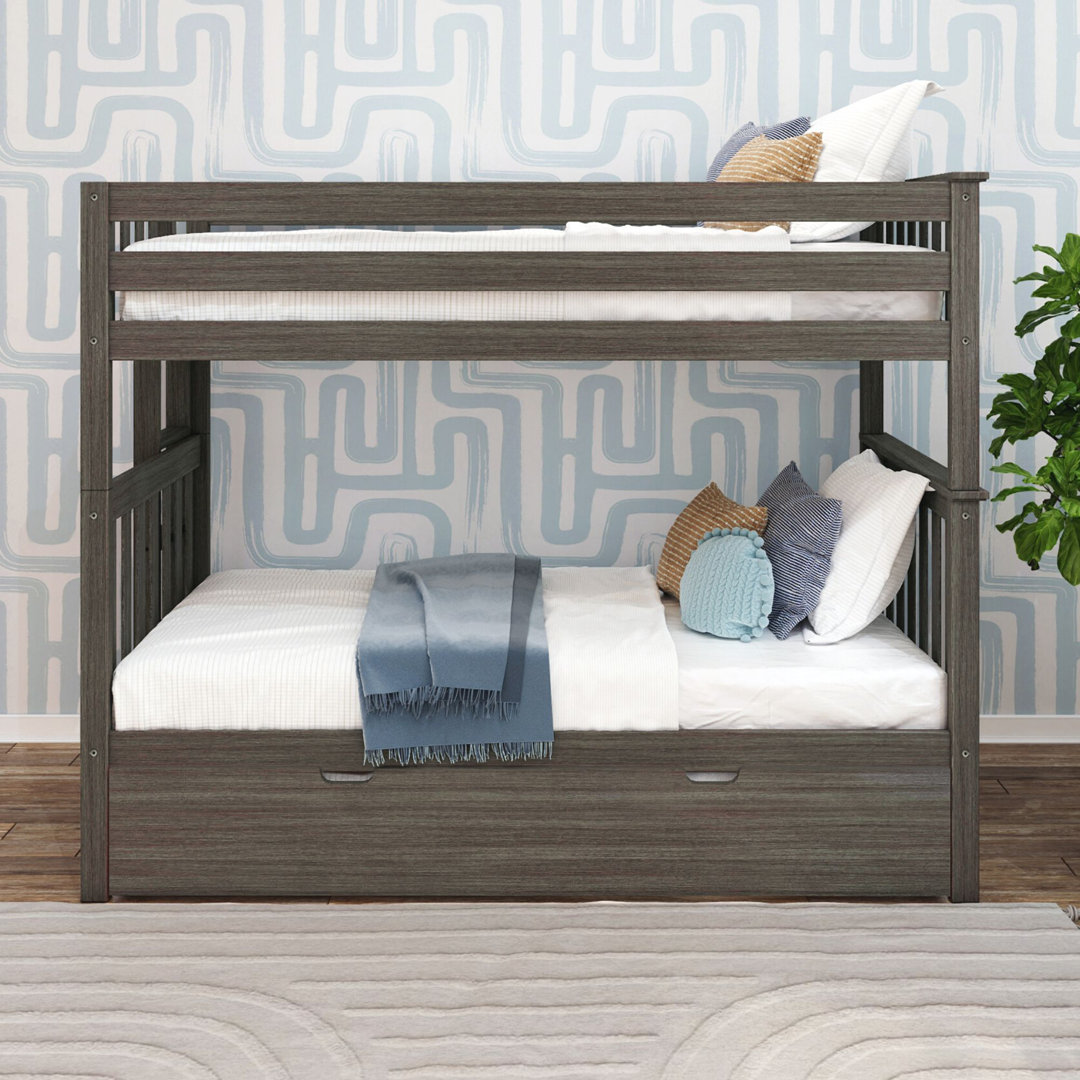 Hugley Twin Over Twin Bunk Bed With Ladder On End And Trundle Viv + Rae™ 