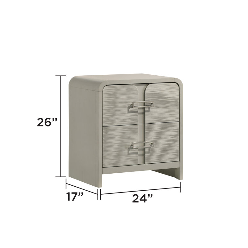 Velora 2‑Drawer Nightstand with Wavefront Design