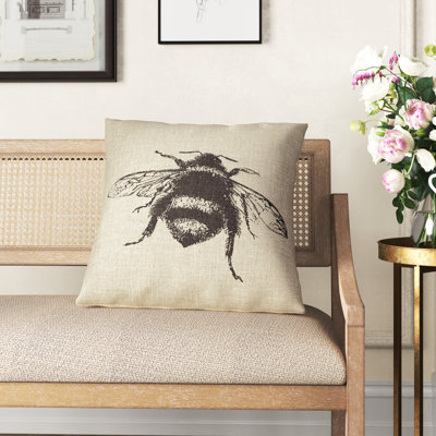  Pen-and-Ink Bee 18" Pillow Cover