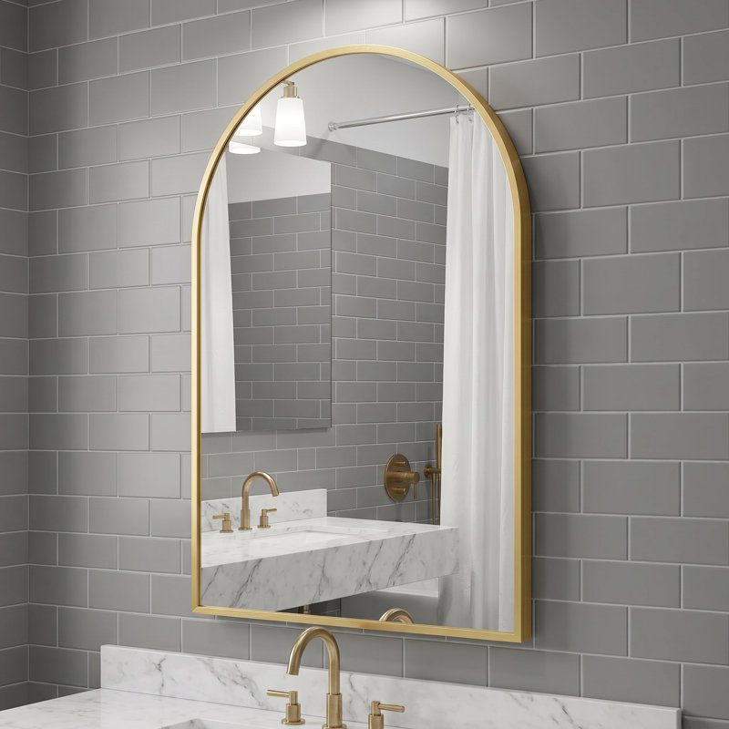 Miroir mural arqué en aluminium, 20''×30'', Doré