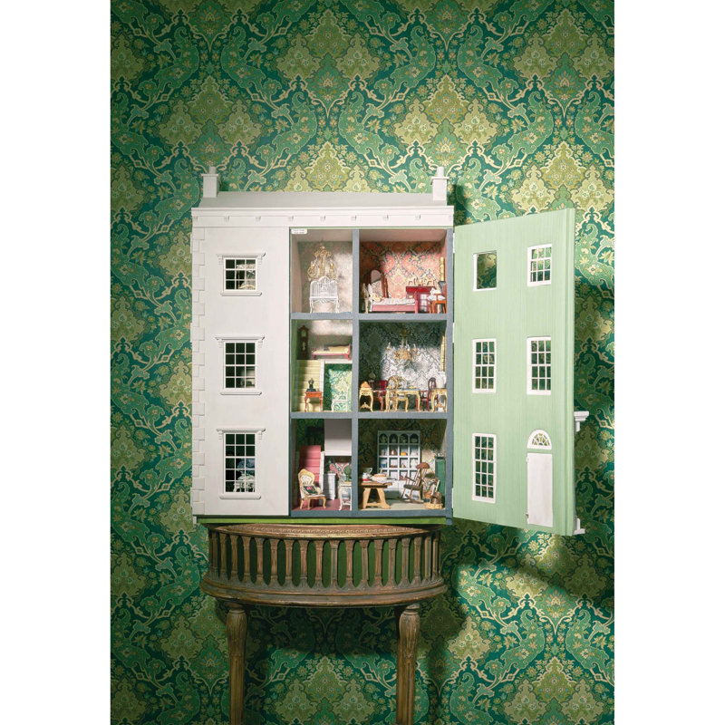 Mariinsky Pushkin Damask Wallpaper Roll, Forest Green