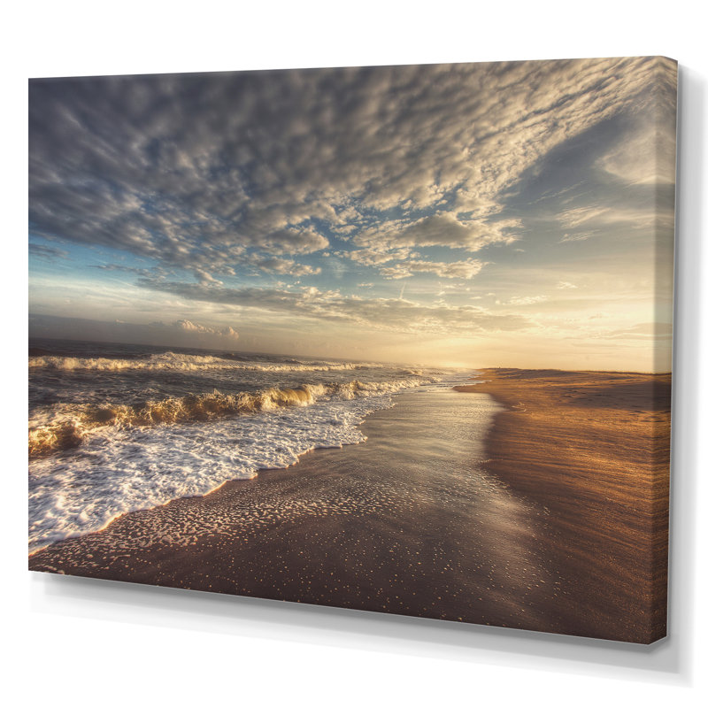 Magnifique plage panoramique au coucher du soleil - art nautique et côtier sur toile