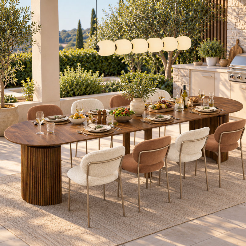 Table de salle à manger à rallonge Modern Modern, Noyer