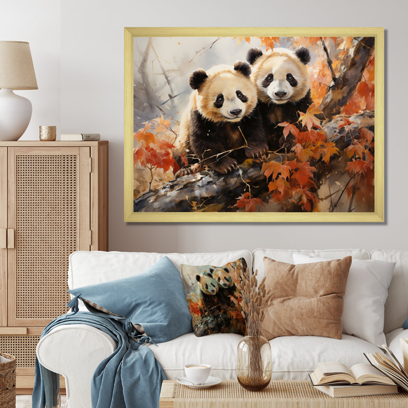 «China Pandas Playful I» sur toile, H 30 po x l 40 po x P 1,5 po, Toile tendue