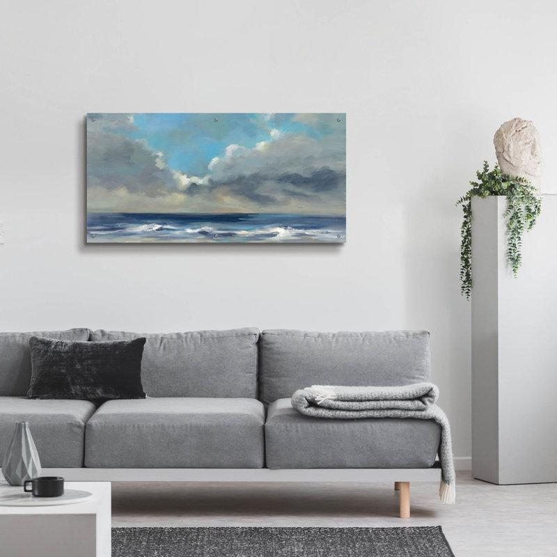 Art mural en verre acrylique "Ciel à travers les nuages" par Silvia Vassileva, H 24 po x l 48 po