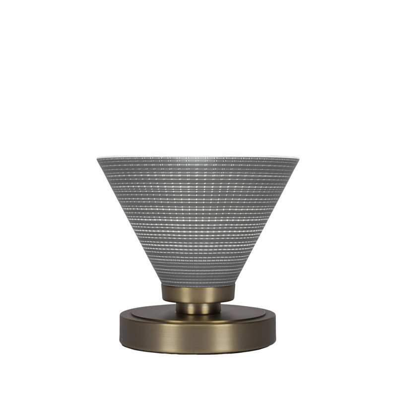 Lampe d'appoint Aneka montrée avec verre matriciel de 7 po, Gris, Laiton New Age