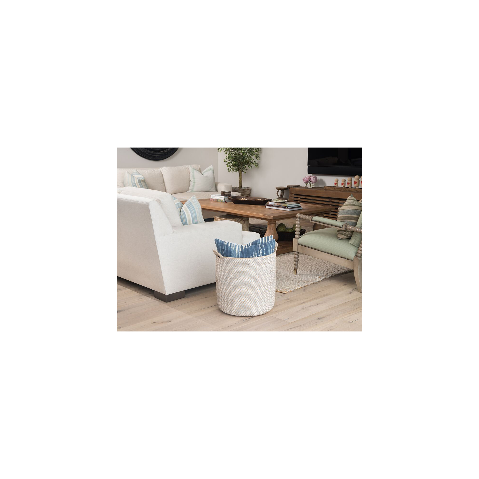 Jettie Rattan Basket With Handles 1, White