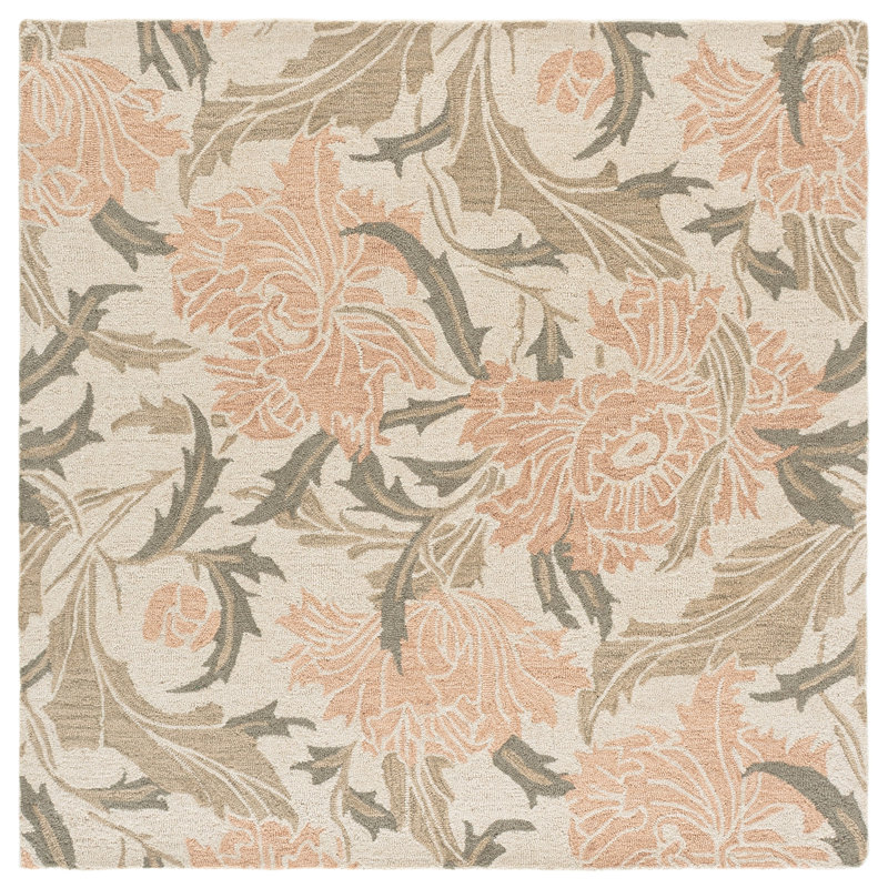 Martha Stewart 3550 Hand Tufted 80% Wool; 20% Cotton Floral Rug, 6'-0" X 6'-0" Square