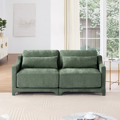 Sofa With Lumbar Pillow,Chenille, Ergonomic, Wooden Base,High - Resilience Sponge, Elegant Armrests, Easy Install,Suits Bedrooms, Studies, Hotels, Apartments