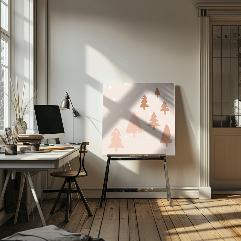 "Pastel Winter Trees", art mural sur toile tendue, H 24 po x l 24 po