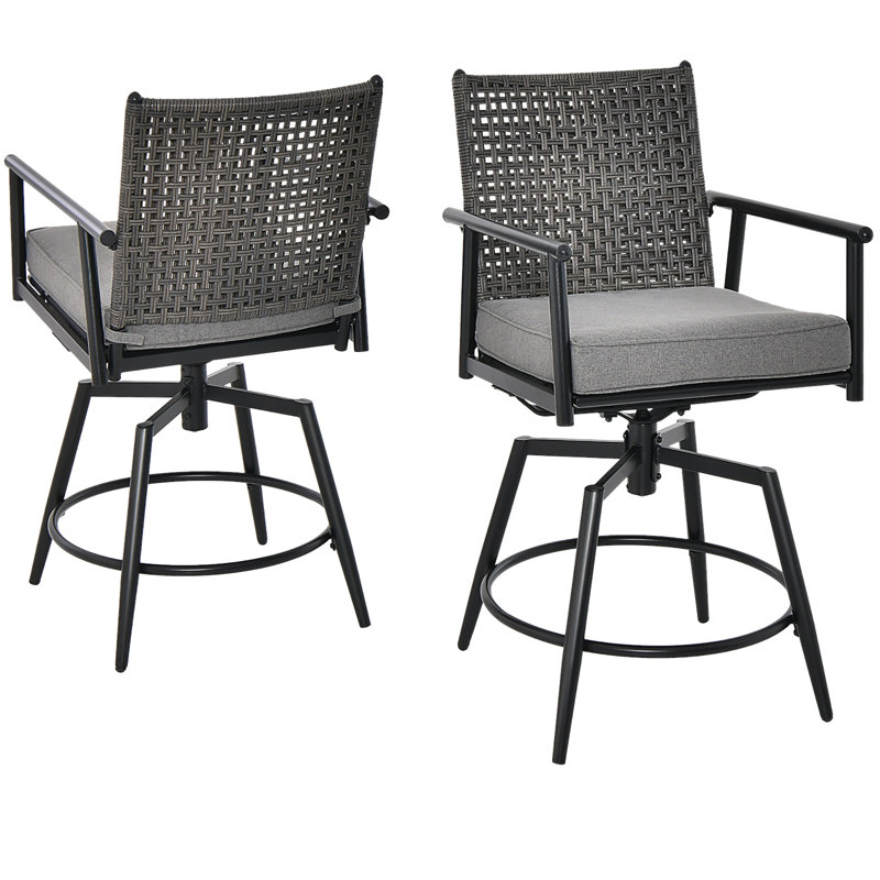 Jeilynn Metal Outdoor 25.5'' Counter Stool with Cushion