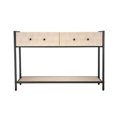 Console canapé 2 tiroirs Caz avec cadre noir et similicuir 48 pouces