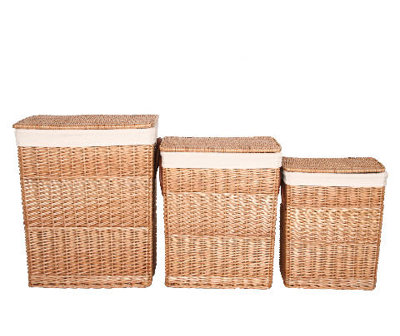 3 Piece Rectangular Wicker Laundry Set