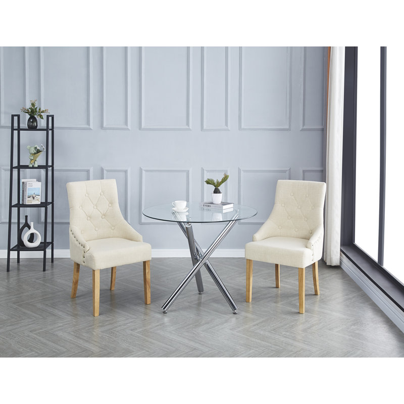 2 -Person Glass Dining Set, Beige