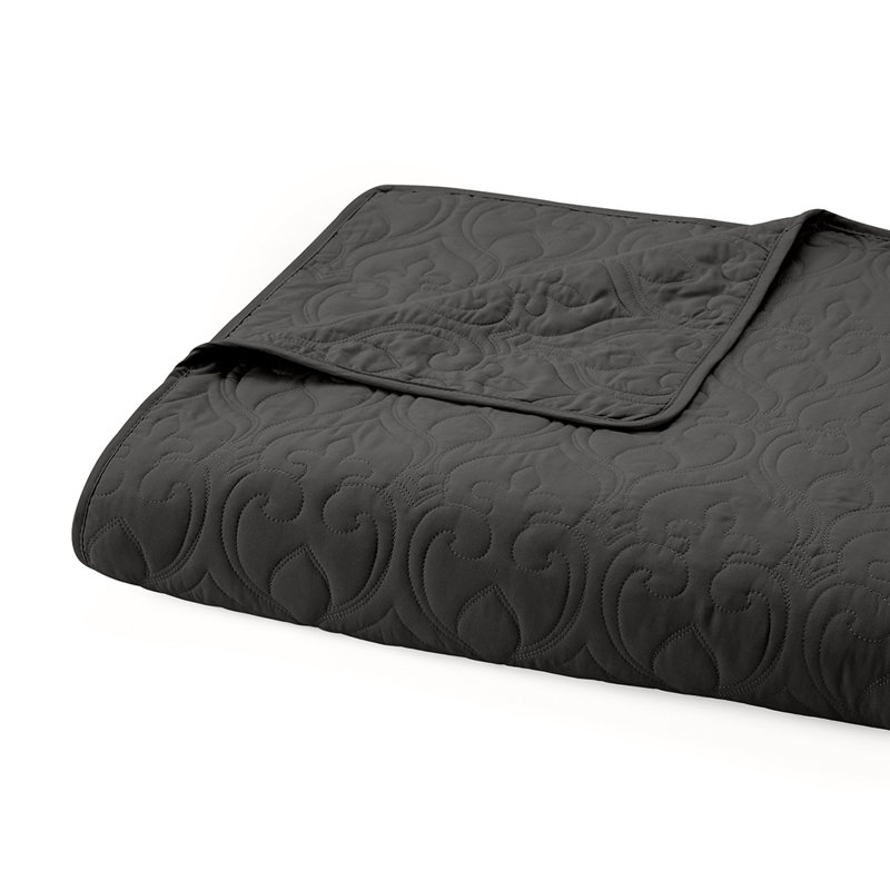 Quilt Coverlet Set All Season Microfiber Contemporary Ultra Soft Bedding in Damask Stitch, Gray