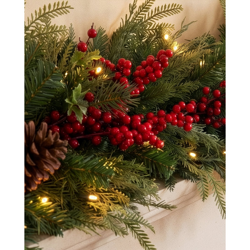 YULETIDE FOREST - 6ft x 10" Artificial Christmas Garland, Pre-Lit