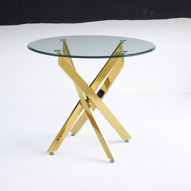 Table ronde moderne en verre, Or