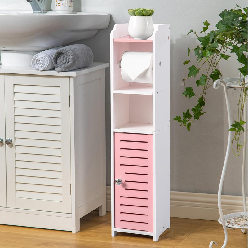 Rangement pour salle de bain Edon, Blanc / rose