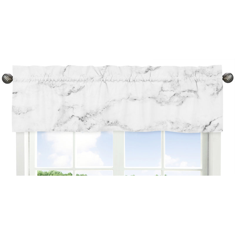 Marble Black and White Rod Pocket Window Valance