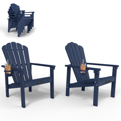 Pakkdiarie Stackable HDPE Adirondack Chairs, All-Weather Outdoor Patio Chairs – Durable, Space-Saving Seating for Porch, Lawn, Garden, Backyard