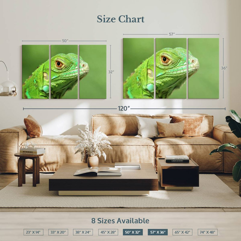 Green Lizard Closeup, 32" H x 50" W