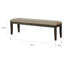 Banc rembourré en tissu gris chaud avec base en bois massif de style attrayant pour un siège transitionnel confortable