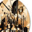 «Black and Beige Wild Shapes», art mural rond géométrique abstrait sur métal-88599430