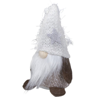 Décoration de Noël de table 6 "mini gnome ivoire et brun