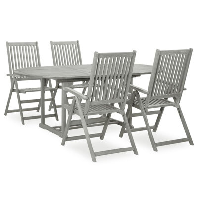 Ellabelle 4 - Person Acacia Extendable Oval Solid Wood Patio Dining Set