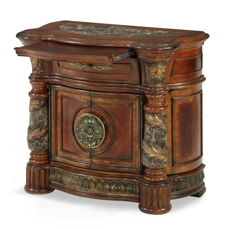 Villa Valencia Bedside Chest & Mirror Set