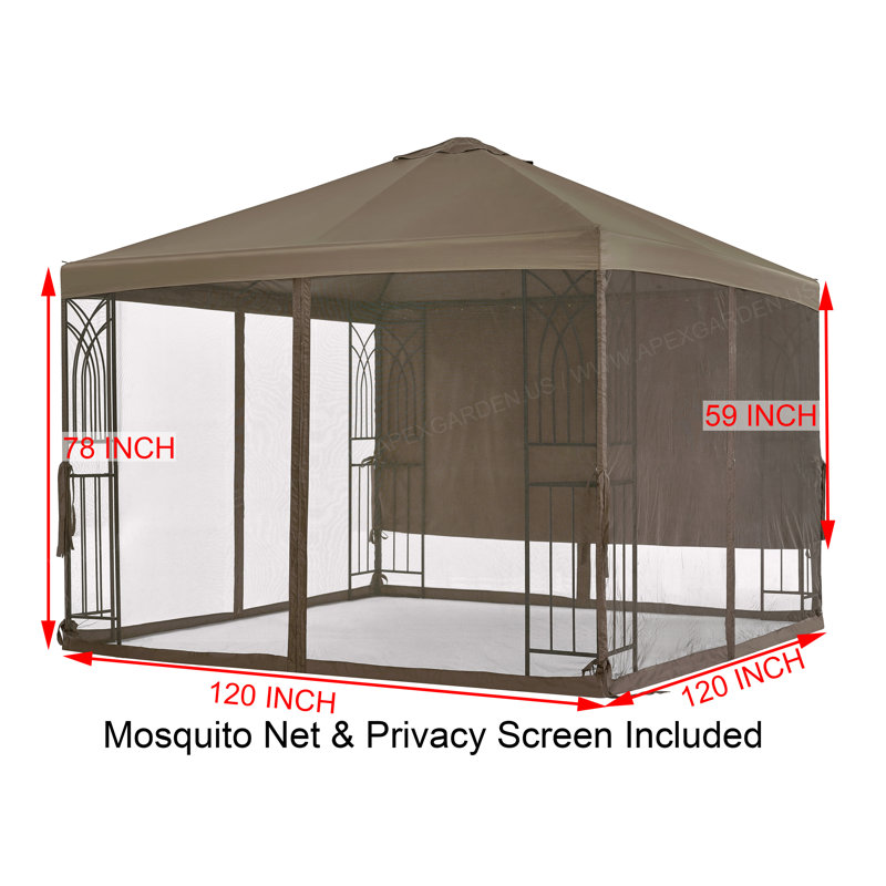 Symphony III 10' x 10' Beige Steel Patio Gazebo with Mosquito Net