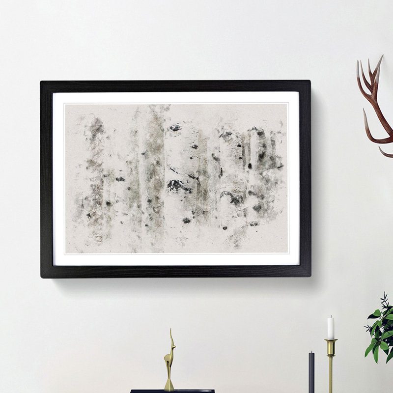 Silver Birch Tree Forest Watercolour - Picture Frame Graphic Art Print, 36cm H x 48cm W x 2cm D, Black Framed