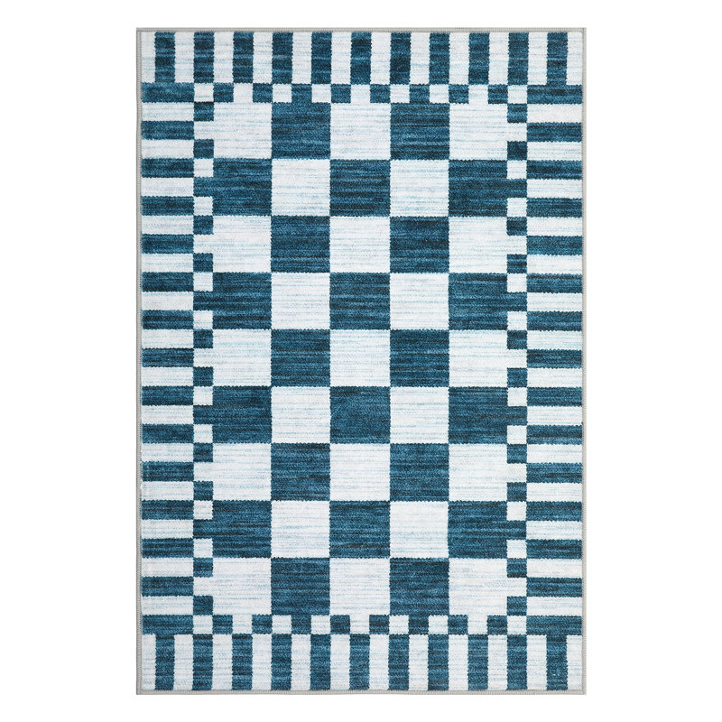 Checkered Rug for Living Room Washable Bedroom Rugs Non Slip Back Modern Classic Area Rug for Kids Boys Bedroom Home Decor Carpet for Dining Room Office
