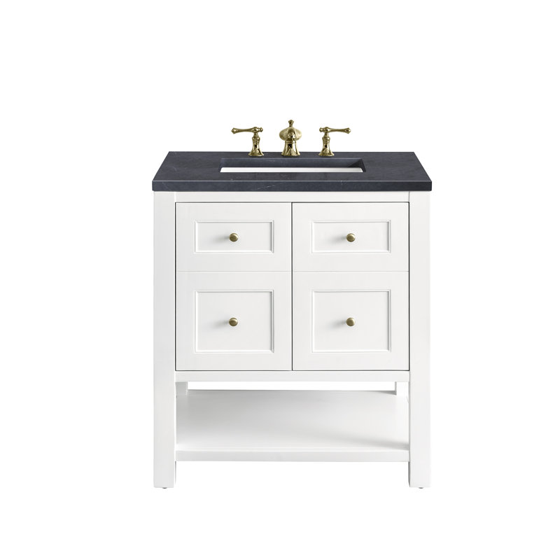 Breckenridge 30'' W Single Vanity, Charcoal Soapstone, Bright White, 8" Widespread