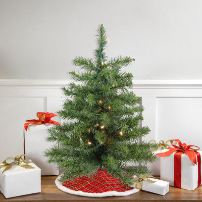 Pre-Lit Green Medium Canadian Pine Artificial Christmas Tree - Clear and White LED Lights