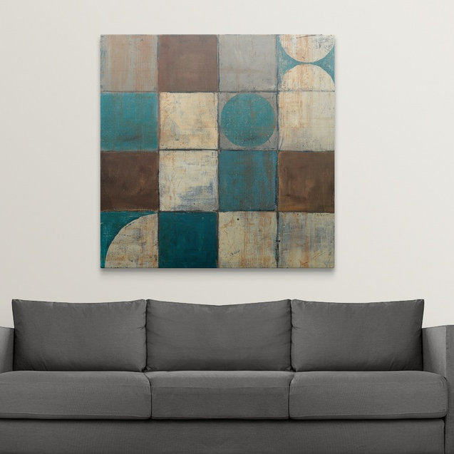Brittnye «Tango Détail II Blue Brown» par Mike Schick, reproduction d'art, H 35 po x l 35 po x P 1,5 po, Toile