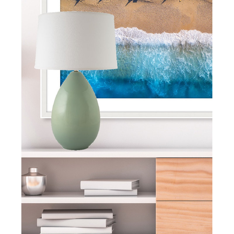 Ercole Ceramic Table Lamp, Gloss Wythe Blue