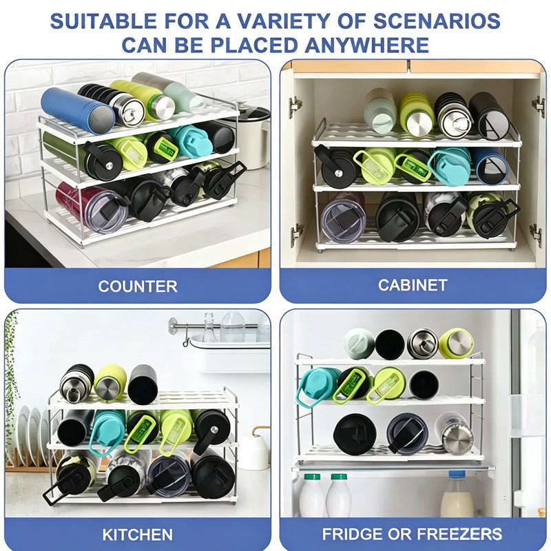 3-Tier Horizontal Water Bottle Storage Rack