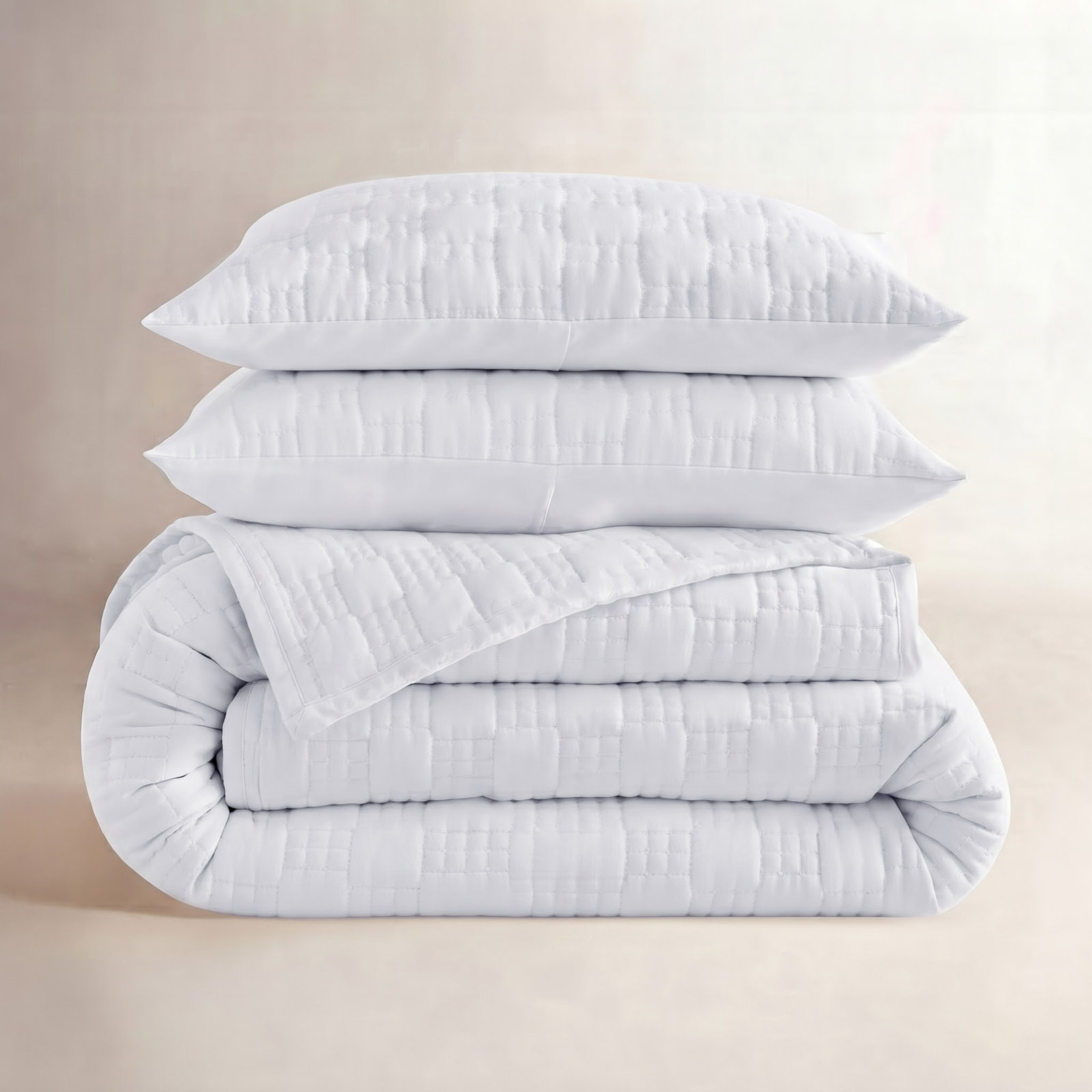 Yazmen Cotton Quilt Set, King Quilt + 2 King Shams