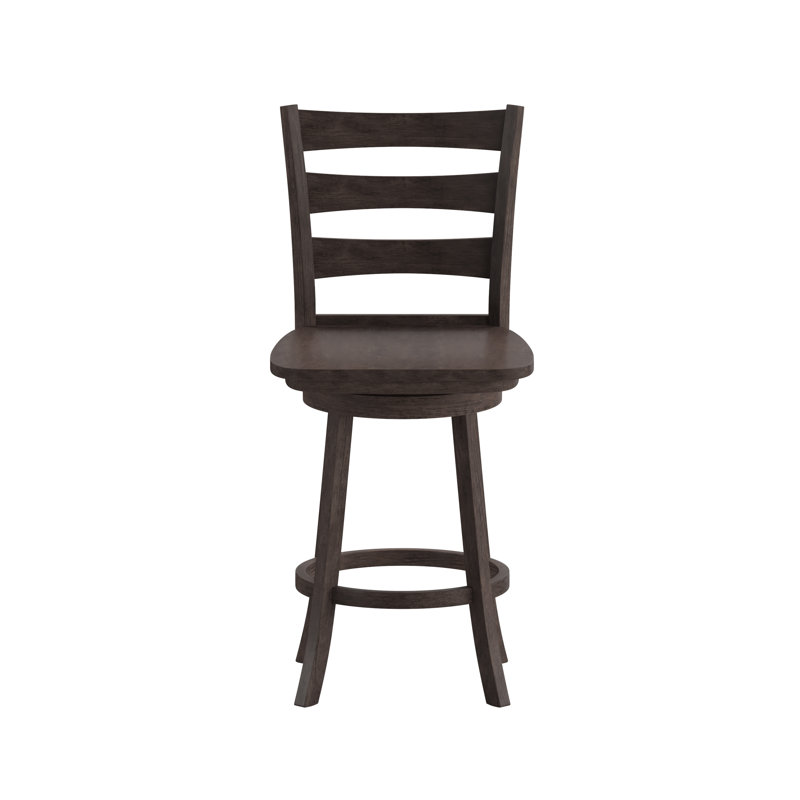 Laurel Ladderback Wooden Swivel Dining Stool With Footrest, Espresso, Counter Stool (25” Seat Height)