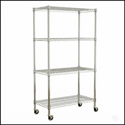 Étagères grillagées robustes à 4 niveaux réglables - supports de rangement en métal résistant à la rouille pour la cuisine, le garage, la salle de bain et le garde-manger