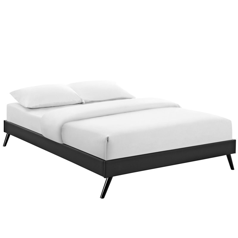 Lit plateforme grand en bois Carson Carrington Storfors avec pieds ronds évasés, Noir