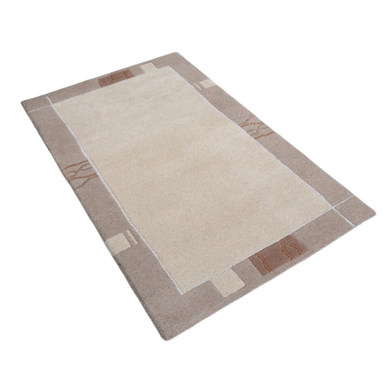 Tapis d'intérieur contemporain beige en laine beige fait à la main Tibbati, Rectangulaire 8 pi x 11 pi